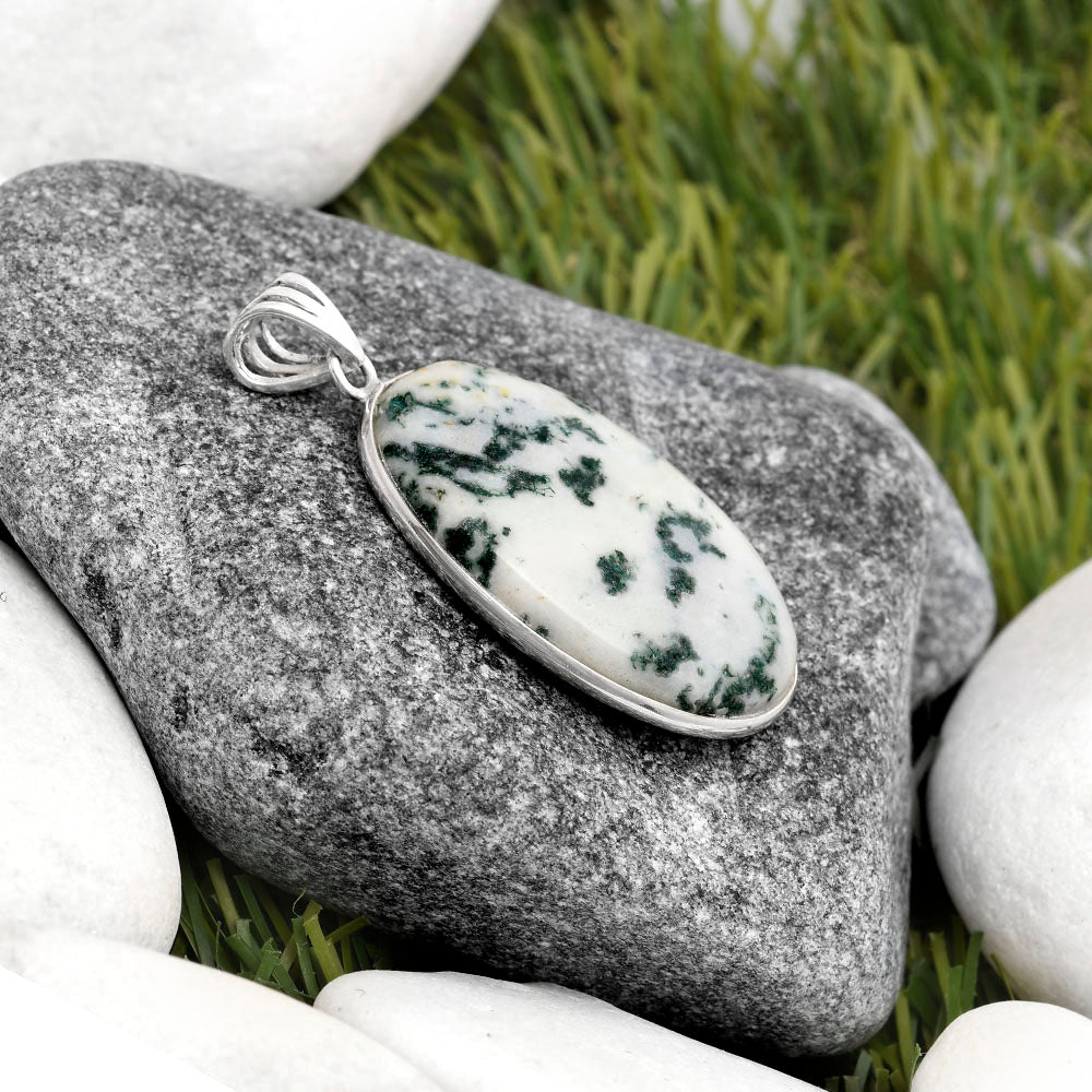 Natural Tree Weed Moss Agate - India Pendant P-1001 SDP105859