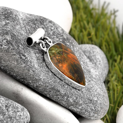 Natural Turkish Rainforest Chrysocolla Pendant P-1198 SDP106192