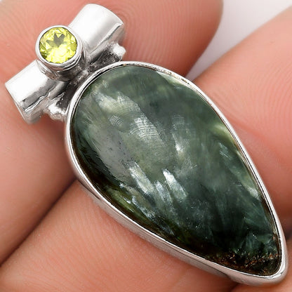 Natural Russian Seraphinite & Peridot Pendant P-1300 SDP106327