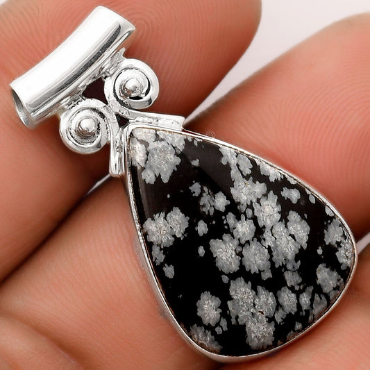 Natural Snow Flake Obsidian Pendant P-1597 SDP106367