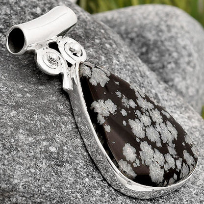 Natural Snow Flake Obsidian Pendant P-1597 SDP106367