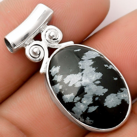 Natural Snow Flake Obsidian Pendant P-1597 SDP106369