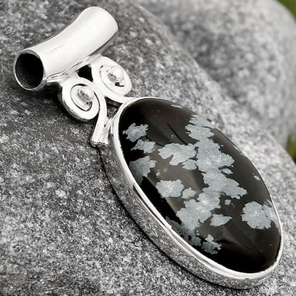 Natural Snow Flake Obsidian Pendant P-1597 SDP106369