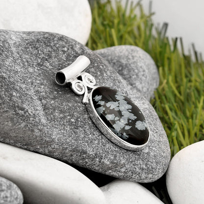 Natural Snow Flake Obsidian Pendant P-1597 SDP106369