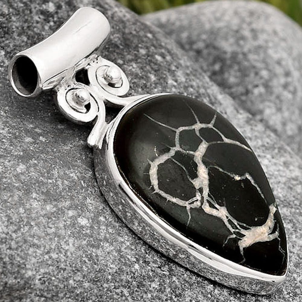 Natural Black Septarian Pendant P-1597 SDP106395
