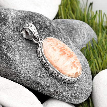 Natural Orange Scolecite - India Pendant P-1060 SDP106753
