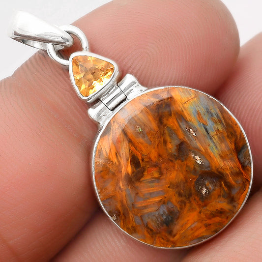 Natural Pietersite Namibia & Citrine Pendant P-1108 SDP106833