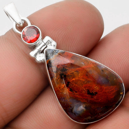 Natural Purple Cow Jasper & Garnet Pendant P-1108 SDP106842