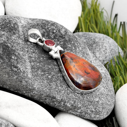 Natural Purple Cow Jasper & Garnet Pendant P-1108 SDP106842