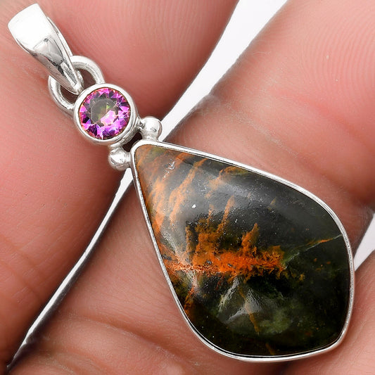 Turkish Rainforest Chrysocolla & Mystic Topaz Pendant P-1077 SDP107015