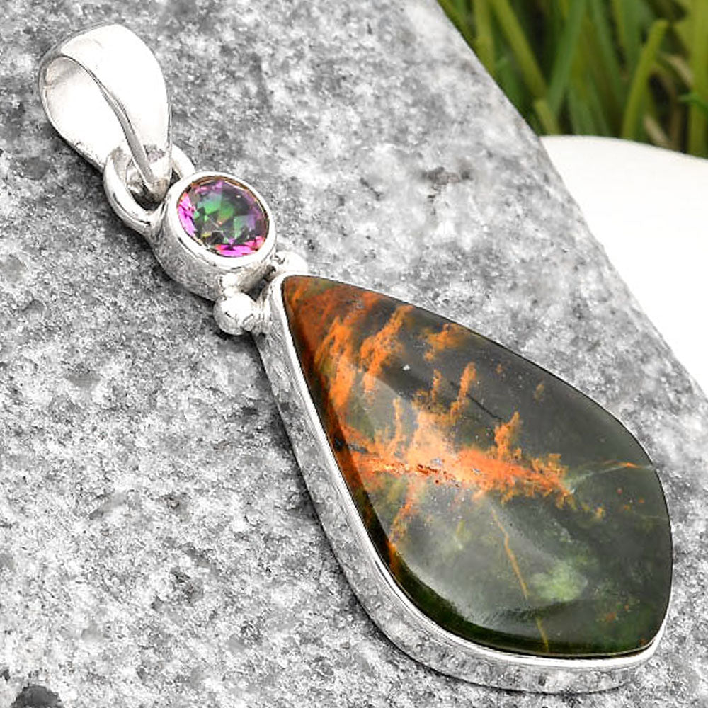Turkish Rainforest Chrysocolla & Mystic Topaz Pendant P-1077 SDP107015