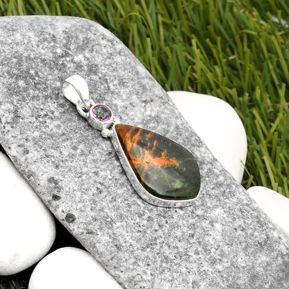 Turkish Rainforest Chrysocolla & Mystic Topaz Pendant P-1077 SDP107015