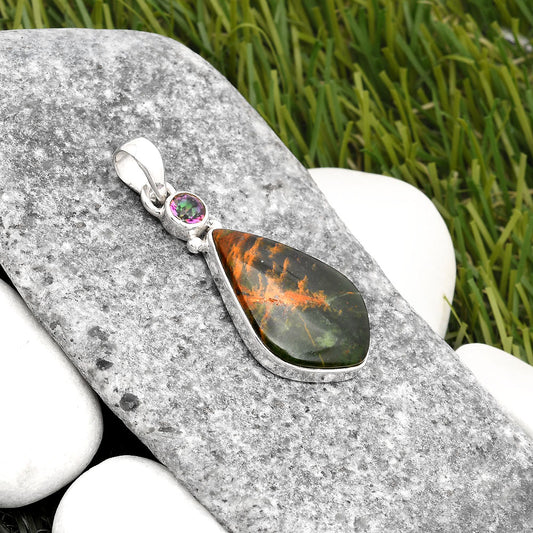 Turkish Rainforest Chrysocolla & Mystic Topaz Pendant P-1077 SDP107015