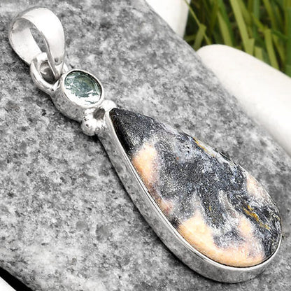 Indian Blanket Jasper & Sky Blue Topaz Pendant P-1077 SDP107033