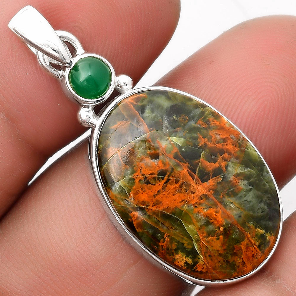 Turkish Rainforest Chrysocolla & Green Onyx Pendant P-1077 SDP107039