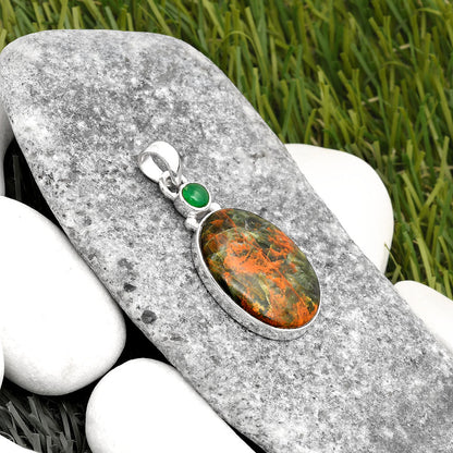 Turkish Rainforest Chrysocolla & Green Onyx Pendant P-1077 SDP107039