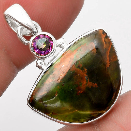 Turkish Rainforest Chrysocolla & Mystic Topaz Pendant P-1077 SDP107057