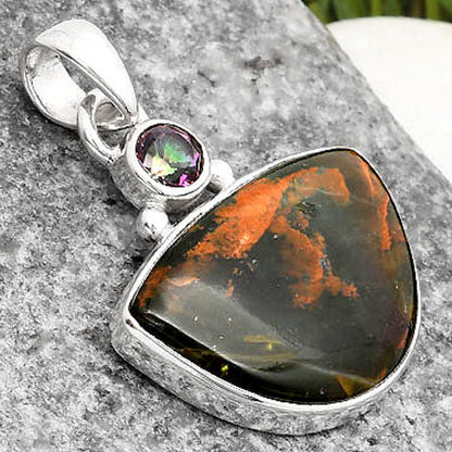 Turkish Rainforest Chrysocolla & Mystic Topaz Pendant P-1077 SDP107057