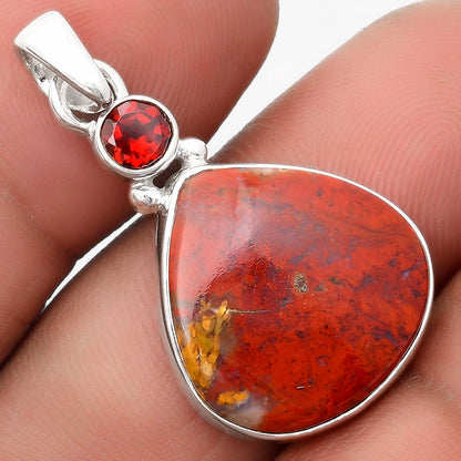 Natural Red Moss Agate & Garnet Pendant P-1077 SDP107059