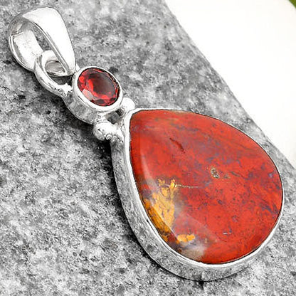 Natural Red Moss Agate & Garnet Pendant P-1077 SDP107059