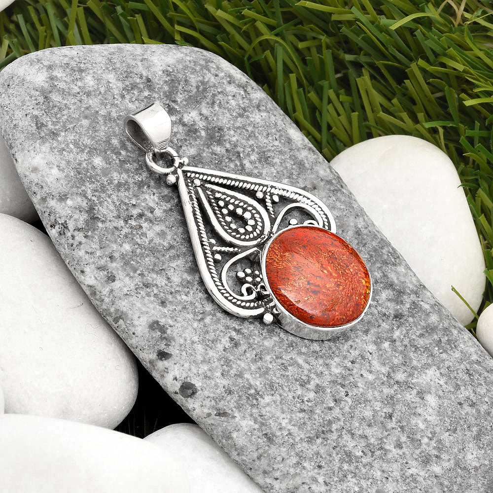 Natural Red Moss Agate Pendant P-1541 SDP107264