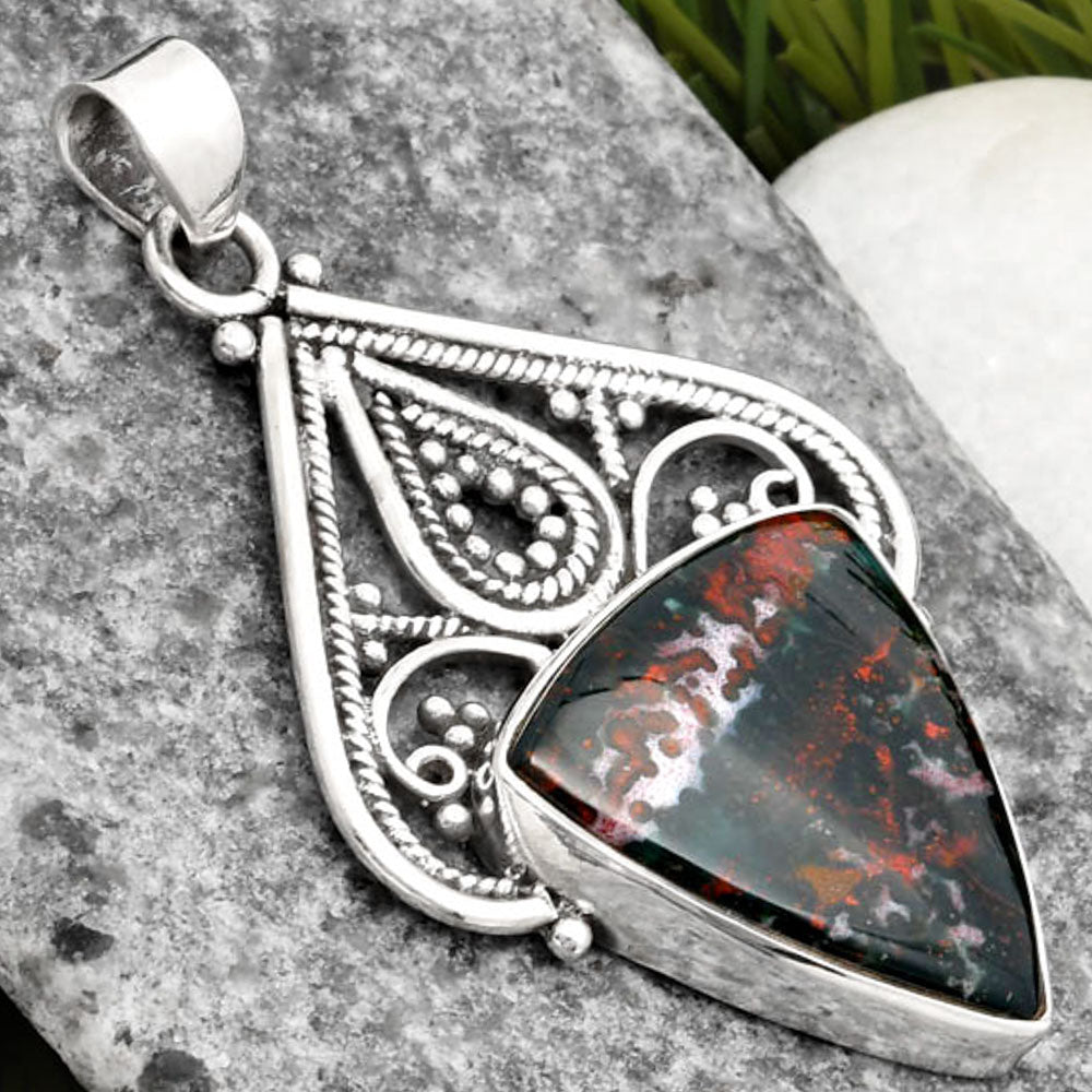 Natural Blood Stone - India Pendant P-1541 SDP107265