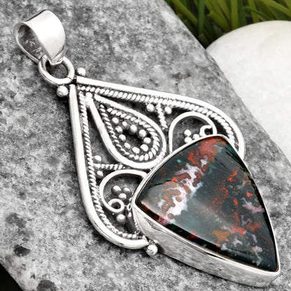 Natural Blood Stone - India Pendant P-1541 SDP107265