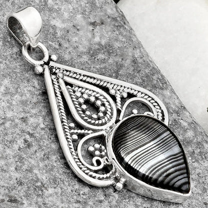 Crown Of Silver Psilomelane - Black Malachite Pendant P-1541 SDP107269