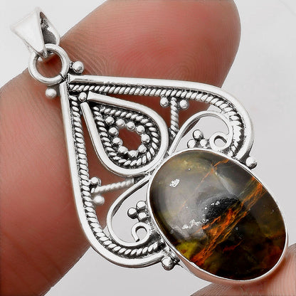 Natural Turkish Rainforest Chrysocolla Pendant P-1541 SDP107270