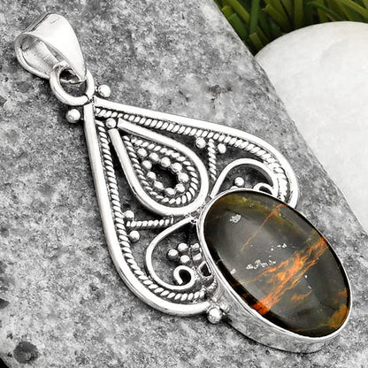 Natural Turkish Rainforest Chrysocolla Pendant P-1541 SDP107270