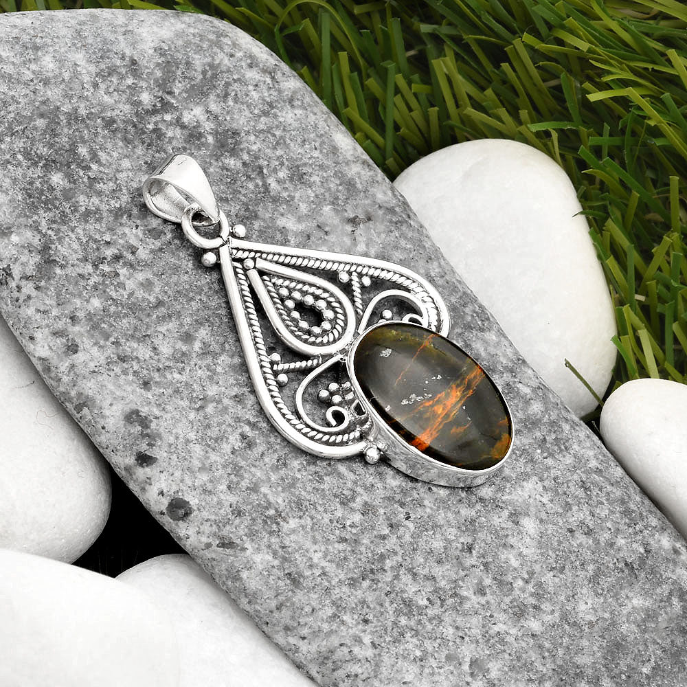 Natural Turkish Rainforest Chrysocolla Pendant P-1541 SDP107270