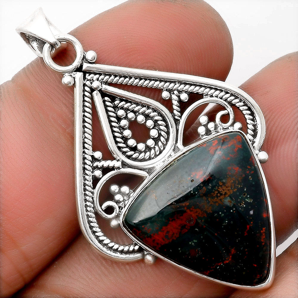 Natural Blood Stone - India Pendant P-1541 SDP107276
