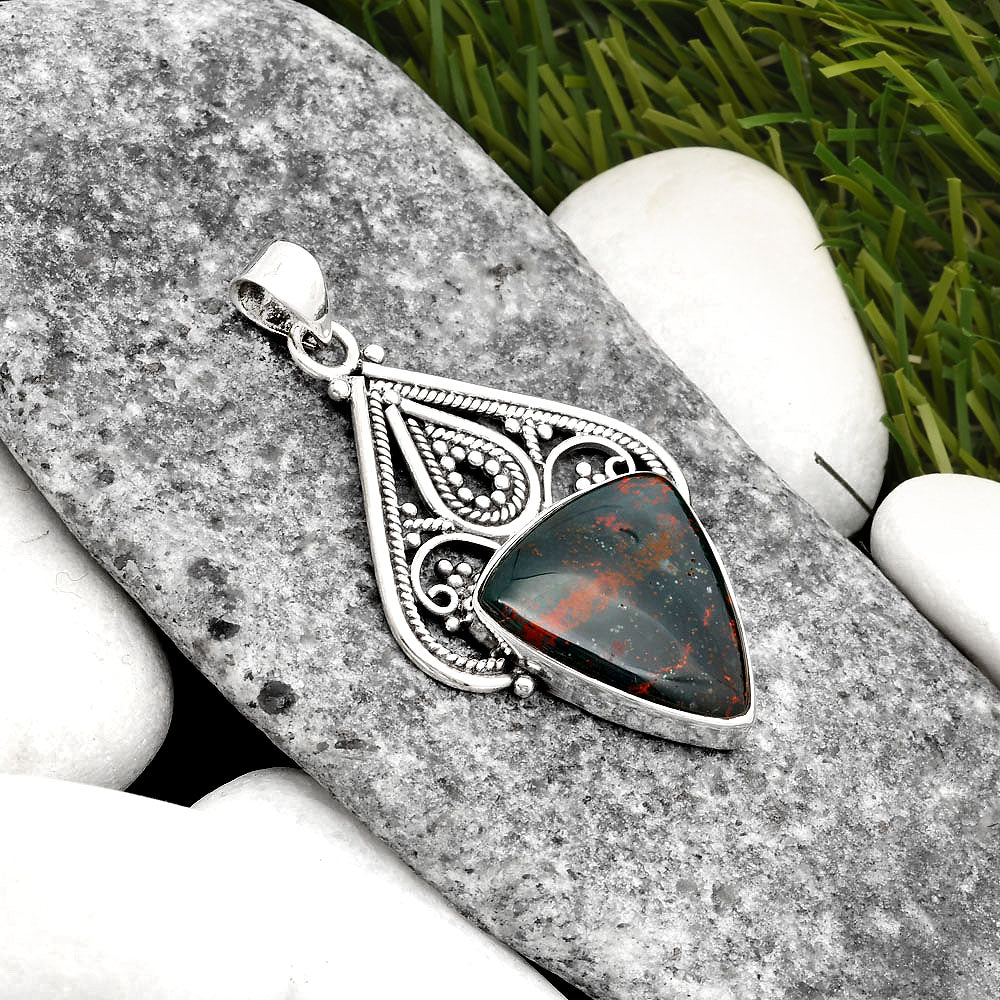 Natural Blood Stone - India Pendant P-1541 SDP107276