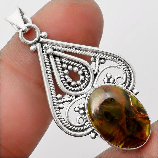 Natural Turkish Rainforest Chrysocolla Pendant P-1541 SDP107277