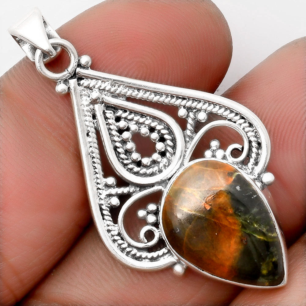 Natural Turkish Rainforest Chrysocolla Pendant P-1541 SDP107279