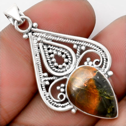 Natural Turkish Rainforest Chrysocolla Pendant P-1541 SDP107279