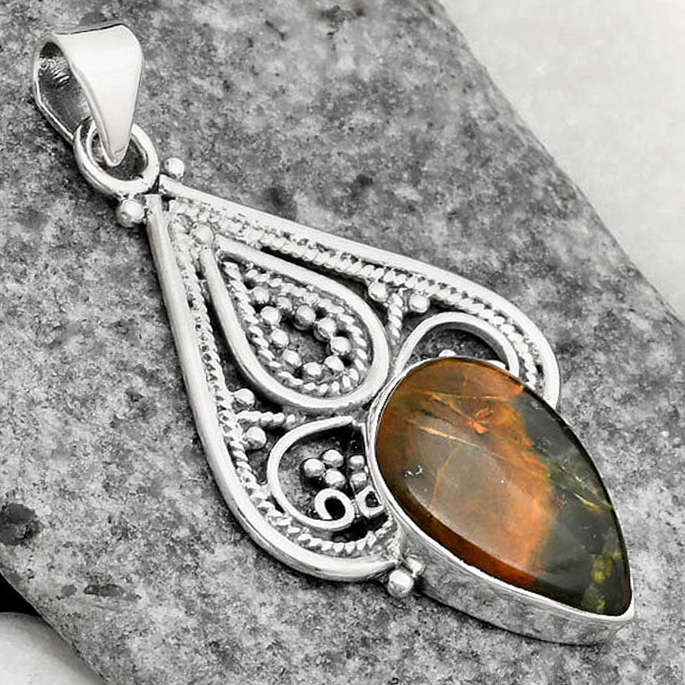 Natural Turkish Rainforest Chrysocolla Pendant P-1541 SDP107279