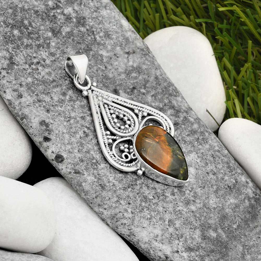 Natural Turkish Rainforest Chrysocolla Pendant P-1541 SDP107279