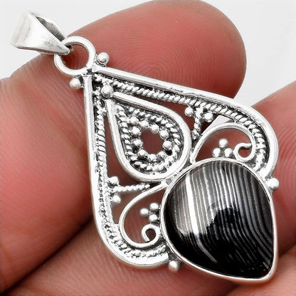 Crown Of Silver Psilomelane - Black Malachite Pendant P-1541 SDP107285