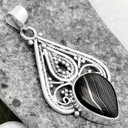 Crown Of Silver Psilomelane - Black Malachite Pendant P-1541 SDP107285