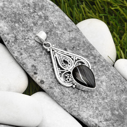 Crown Of Silver Psilomelane - Black Malachite Pendant P-1541 SDP107285