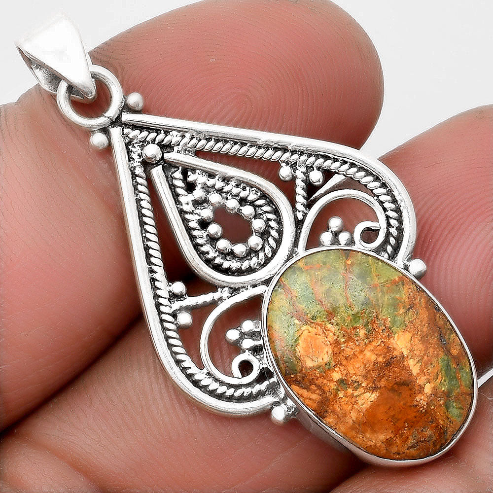 Natural Turkish Rainforest Chrysocolla Pendant P-1541 SDP107287