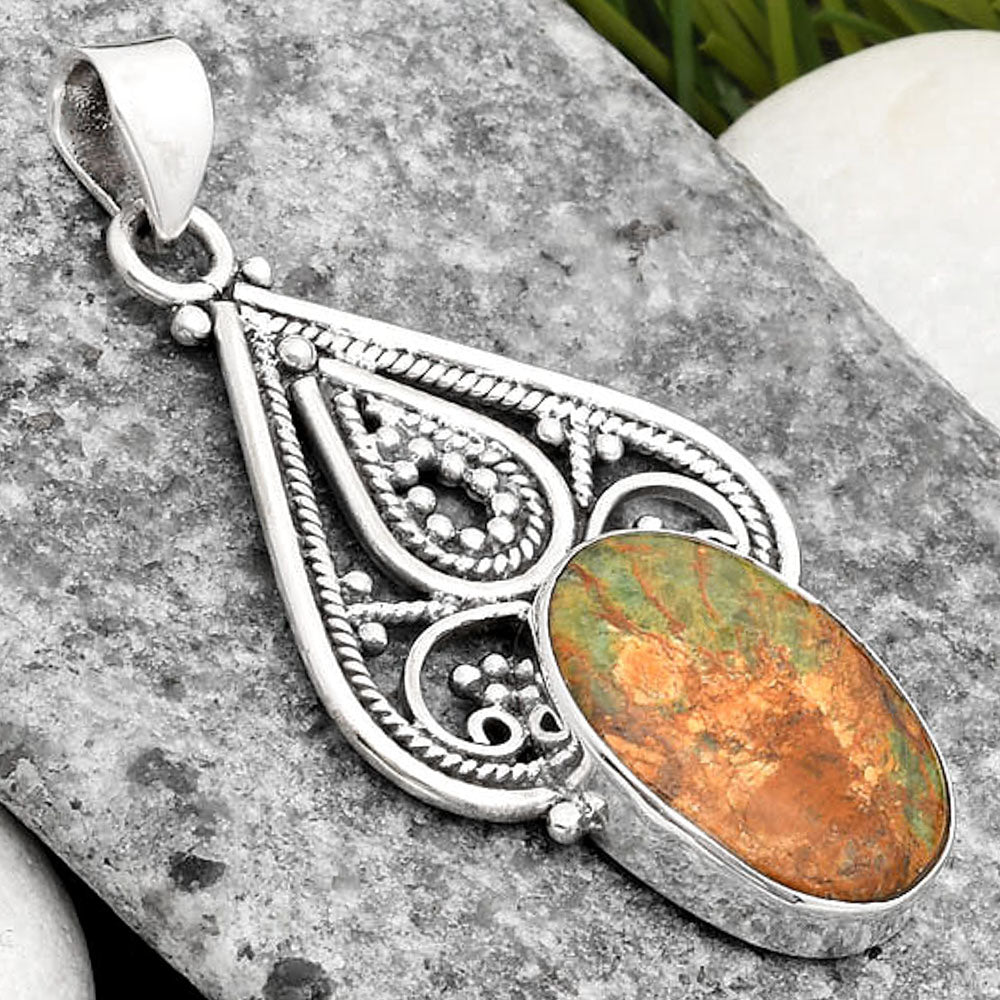 Natural Turkish Rainforest Chrysocolla Pendant P-1541 SDP107287