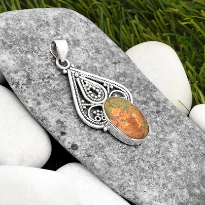 Natural Turkish Rainforest Chrysocolla Pendant P-1541 SDP107287