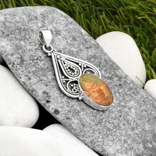 Natural Turkish Rainforest Chrysocolla Pendant P-1541 SDP107287