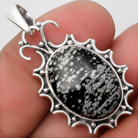 Natural Snow Flake Obsidian Pendant P-1249 SDP107303