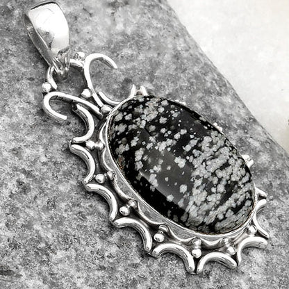 Natural Snow Flake Obsidian Pendant P-1249 SDP107303