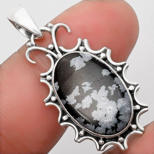 Natural Snow Flake Obsidian Pendant P-1249 SDP107324