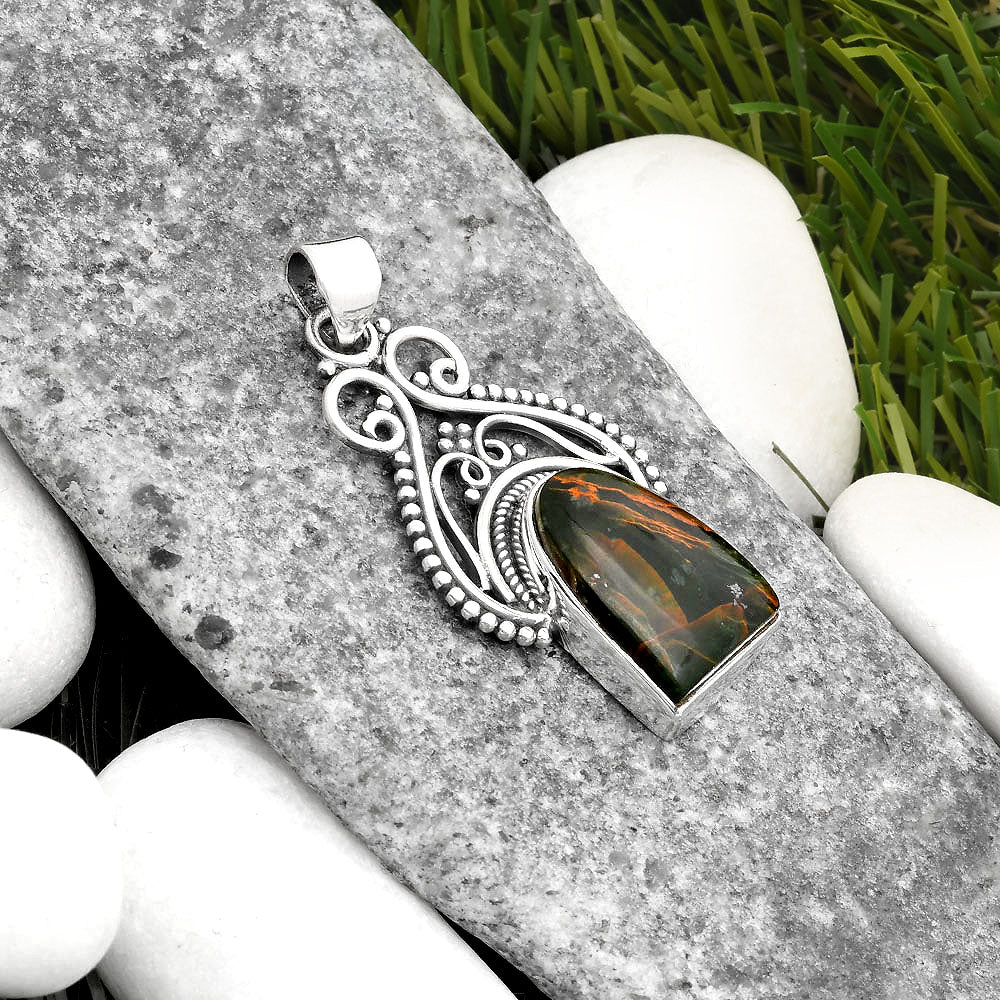 Natural Turkish Rainforest Chrysocolla Pendant P-1541 SDP107360