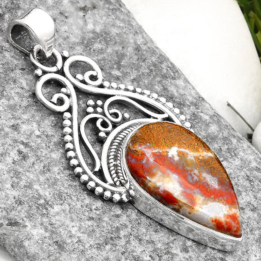 Natural Red Moss Agate Pendant P-1541 SDP107362